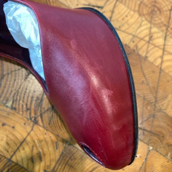 Paolo Red Leather Peep Toe Pumps Heels 38 8 - Picture 10 of 10